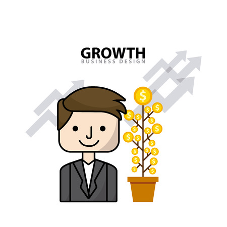 business growth flat line icons vector illustration designのイラスト素材