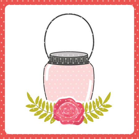 beautiful mason jar with floral decoration vector illustration designのイラスト素材