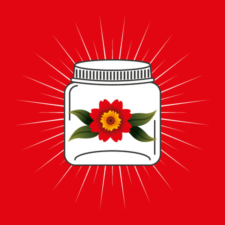 beautiful mason jar with floral decoration vector illustration designのイラスト素材