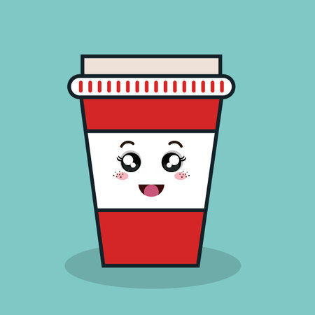 cartoon cup plastic facial expression isolated icon design, vector illustration  graphicのイラスト素材