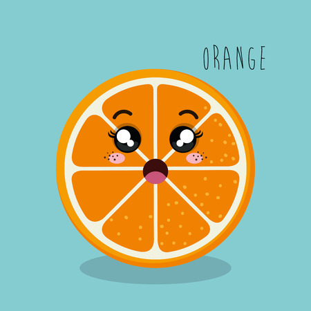 cartoon orange sliced fruit facial expression design isolated vector illustration esp 10のイラスト素材
