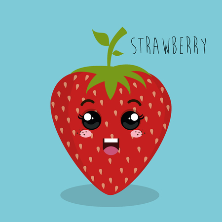 cartoon strawberry fruit facial expression design isolated vector illustration esp 10のイラスト素材