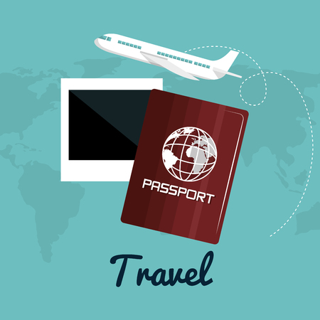 travel passport airplane vacation design vector illustrationのイラスト素材