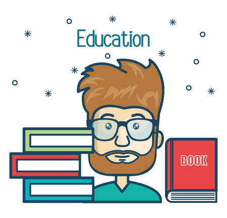 cartoon student education books read design vector illustration graphicのイラスト素材