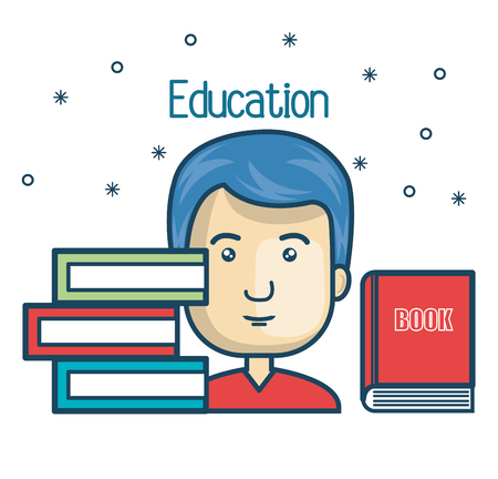 cartoon student education books read design vector illustration graphicのイラスト素材