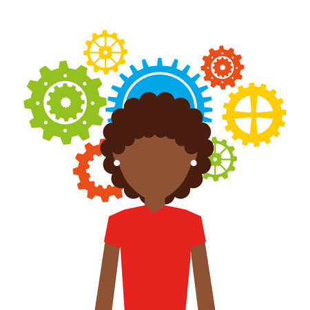 woman avatar with gears machine icon vector illustration designのイラスト素材