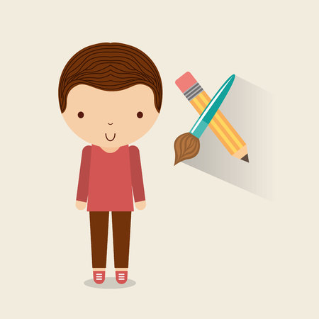 boy character student with school supplies vector illustration designのイラスト素材