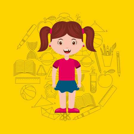 girl character student with supplies school vector illustration designのイラスト素材