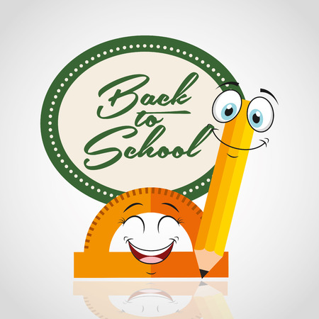back to school with character supplies vector illustration designのイラスト素材