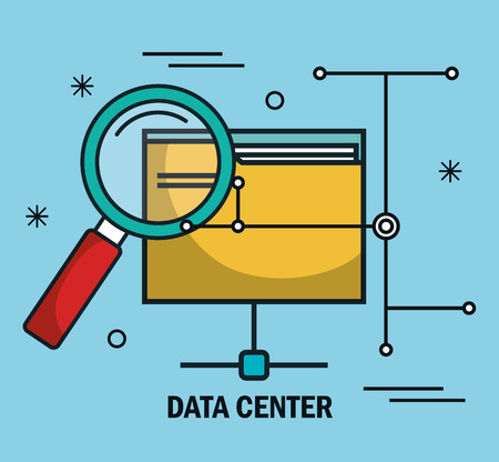 data center files folder search isolated vector illustrationのイラスト素材