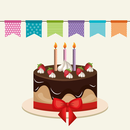 cake chocolate candles birthday graphic vector illustration eps 10のイラスト素材