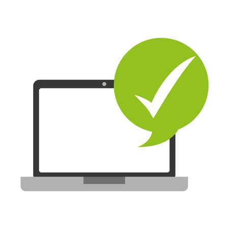 laptop computer with communication icon vector illustration designのイラスト素材