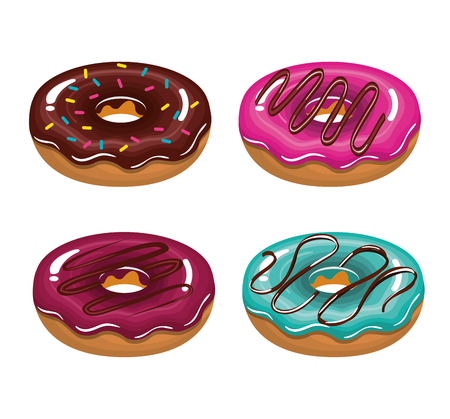 set donuts tasty dessert isolated graphic vector illustrationのイラスト素材