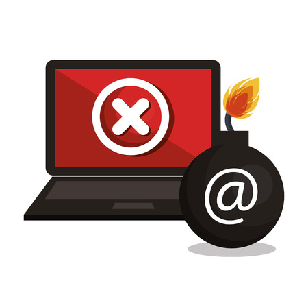 laptop with boom alert virus graphic vector illustrationのイラスト素材