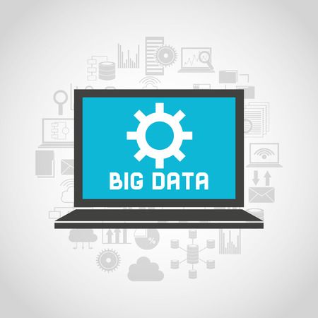 big data center flat icons vector illustration designのイラスト素材