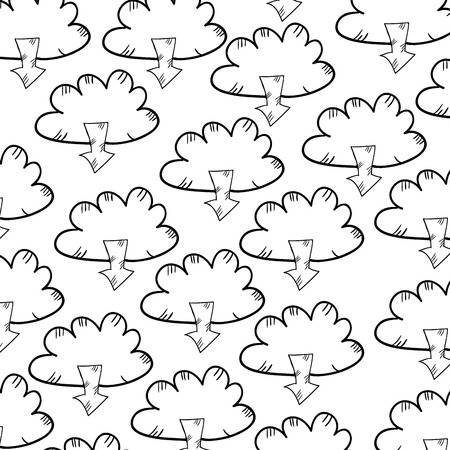 cloud data storage download background. drawn design. vector illustrationのイラスト素材