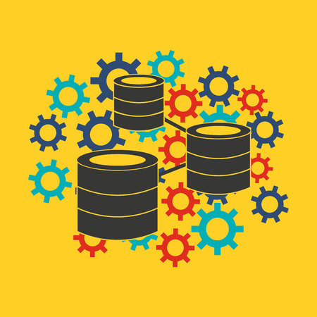 big data center flat icons vector illustration designのイラスト素材