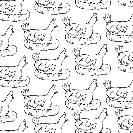 chicken bird animal background. drawn design. vector illustrationのイラスト素材