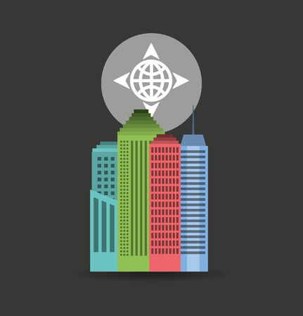 cityscape with gps service icon vector illustration designのイラスト素材
