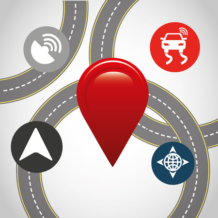 road way with gps icon vector illustration designのイラスト素材