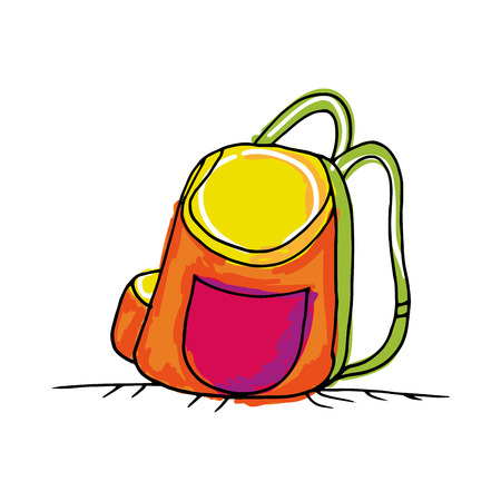 colorful backpack school bag. drawn design. vector illustrationのイラスト素材