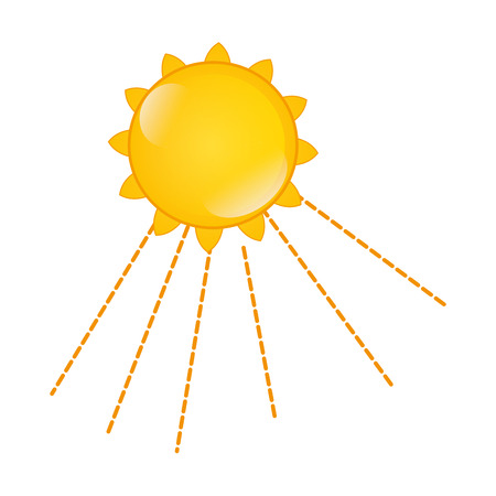 yellow sun shape with sunbeams. sunny day weather. vector illustrationのイラスト素材