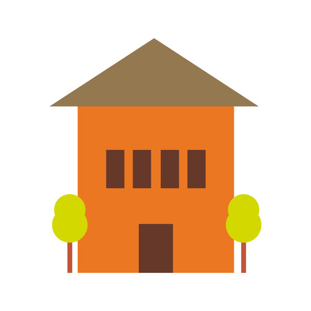 house residential property modern building with trees. vector illustrationのイラスト素材