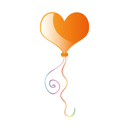 orange balloon heart shape symbol. party decoration element. vector illustrationのイラスト素材