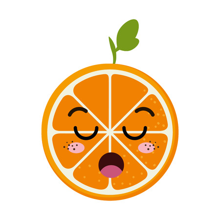 orange fruit food. kawaii cartoon with lazy expression face. vector illustrationのイラスト素材