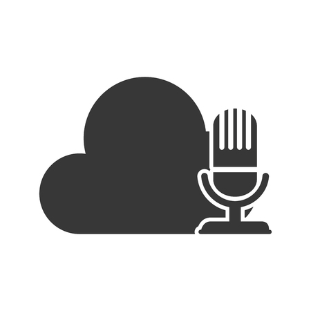 cloud data storage with retro microphone device. technology and electronic media files. vector illustrationのイラスト素材