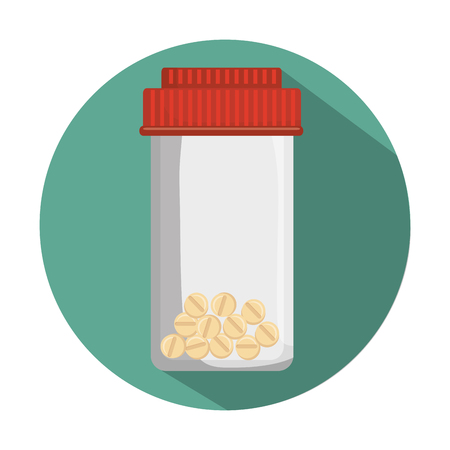 medical prescription pill bottle container with red cap. vector illustrationのイラスト素材