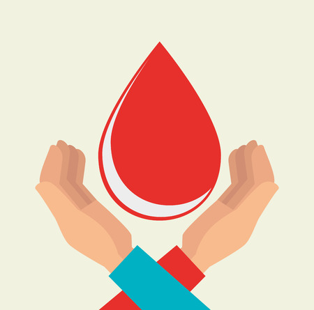 crossed hands with drop of blood  medicine icon cartoon. vector illustrationのイラスト素材
