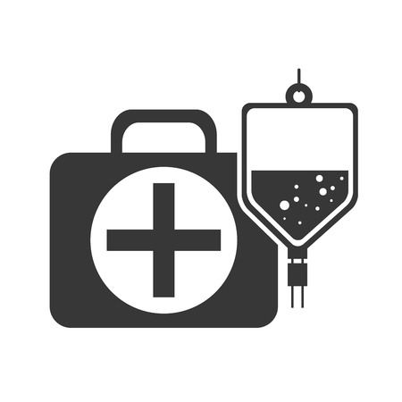 kit medical health box with iv bag medicine icon. vector illustrationのイラスト素材