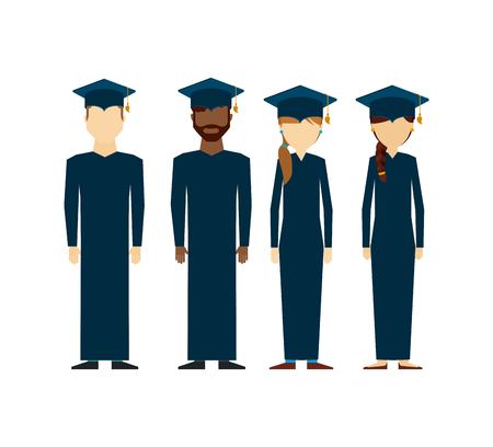 students graduated group icon vector illustration designのイラスト素材