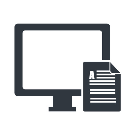 screen monitor computer technology device with document paper page icon. vector illustrationのイラスト素材