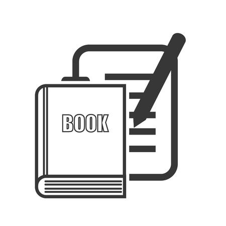 file document page and pen with book icon silhouette. vector illustrationのイラスト素材