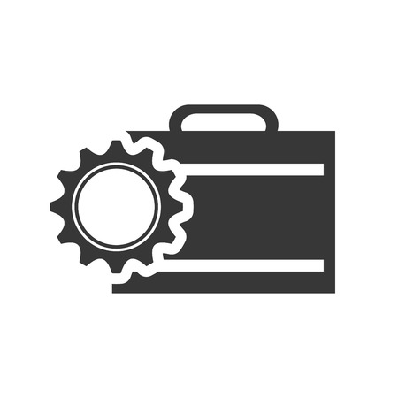 executive business briefcase with gear wheel icon silhouette. vector illustrationのイラスト素材