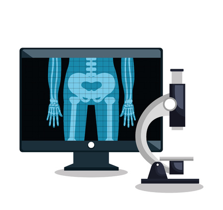 x- ray microscope and monitor pc design vector illustrationのイラスト素材