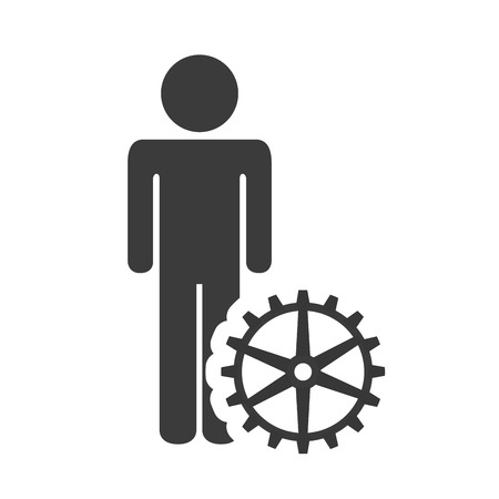 avatar man person male user with gear wheel icon silhouette.  vector illustrationのイラスト素材