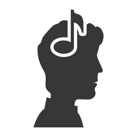 avatar man person male user with musical note icon silhouette. vector illustrationのイラスト素材