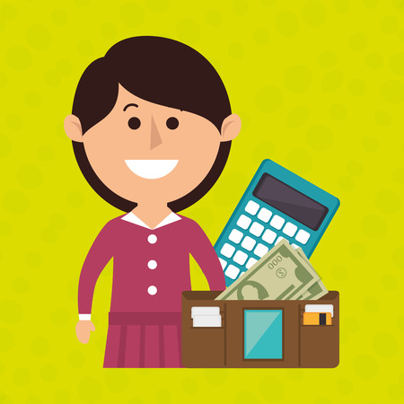 woman calculator wallet money vector illustration eps 10のイラスト素材