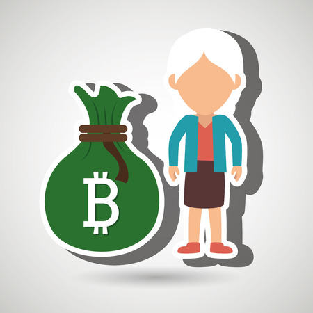 person woman bit coin web vector illustration eps 10のイラスト素材