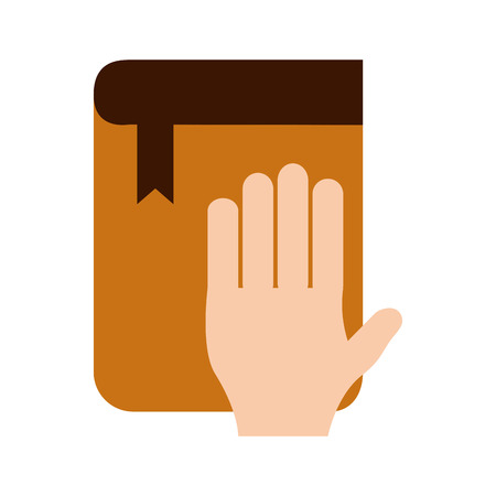 human hand and bible in oath icon vector illustration designのイラスト素材