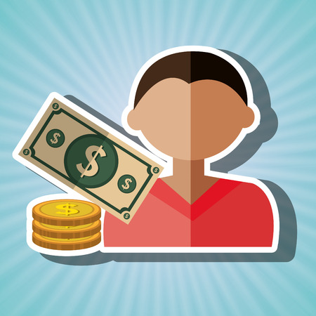 avatar money bill coin vector illustrationのイラスト素材