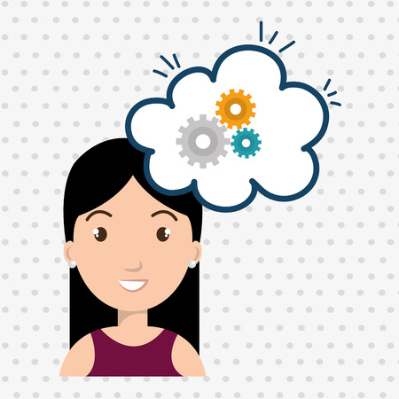 woman thinking creating bubble vector illustrationのイラスト素材