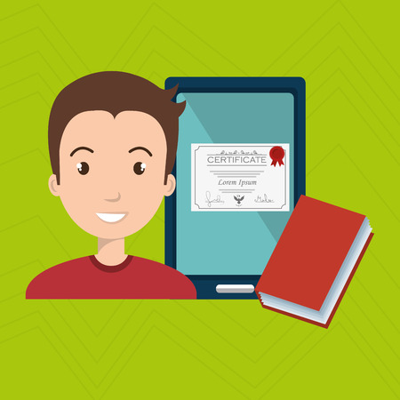 man student tablet book diploma vector illustration eps 10のイラスト素材