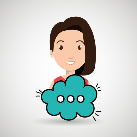 woman cartoon cloud blue speack chat vector illustration eps 10のイラスト素材