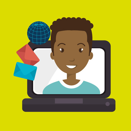 man laptop global message vector illustration eps 10のイラスト素材