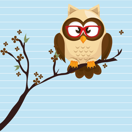 owl beige tree leaves beige vector illustration eps 10のイラスト素材