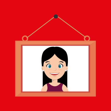 face girl framed picture hanging vector illustrationのイラスト素材